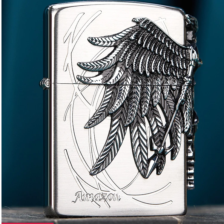 ZORRO佐罗亚马逊女神贴章纯铜防风送男友品质高端煤油打火机