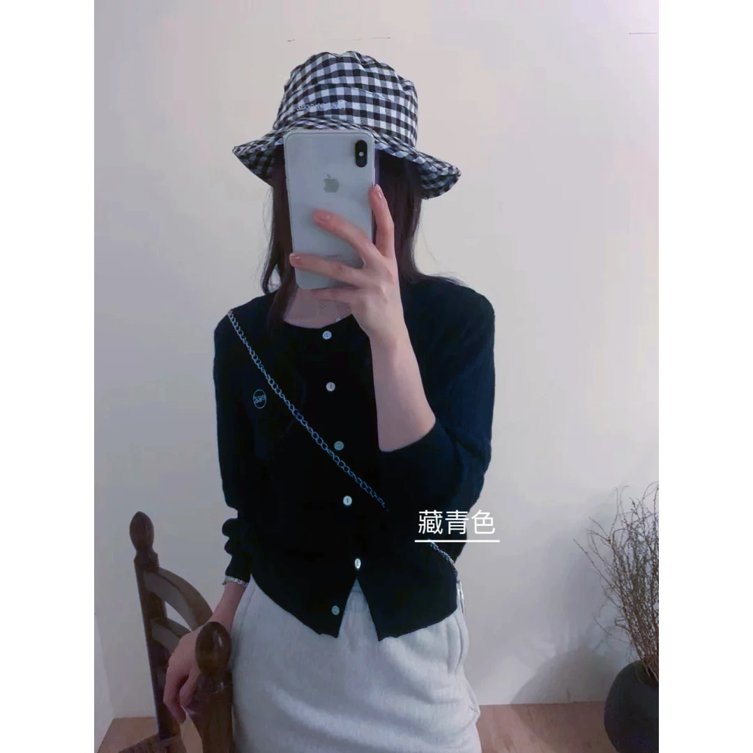 /小麻花藏青/E家针织开衫外套女时尚软糯通勤休闲毛衣打底衫93283