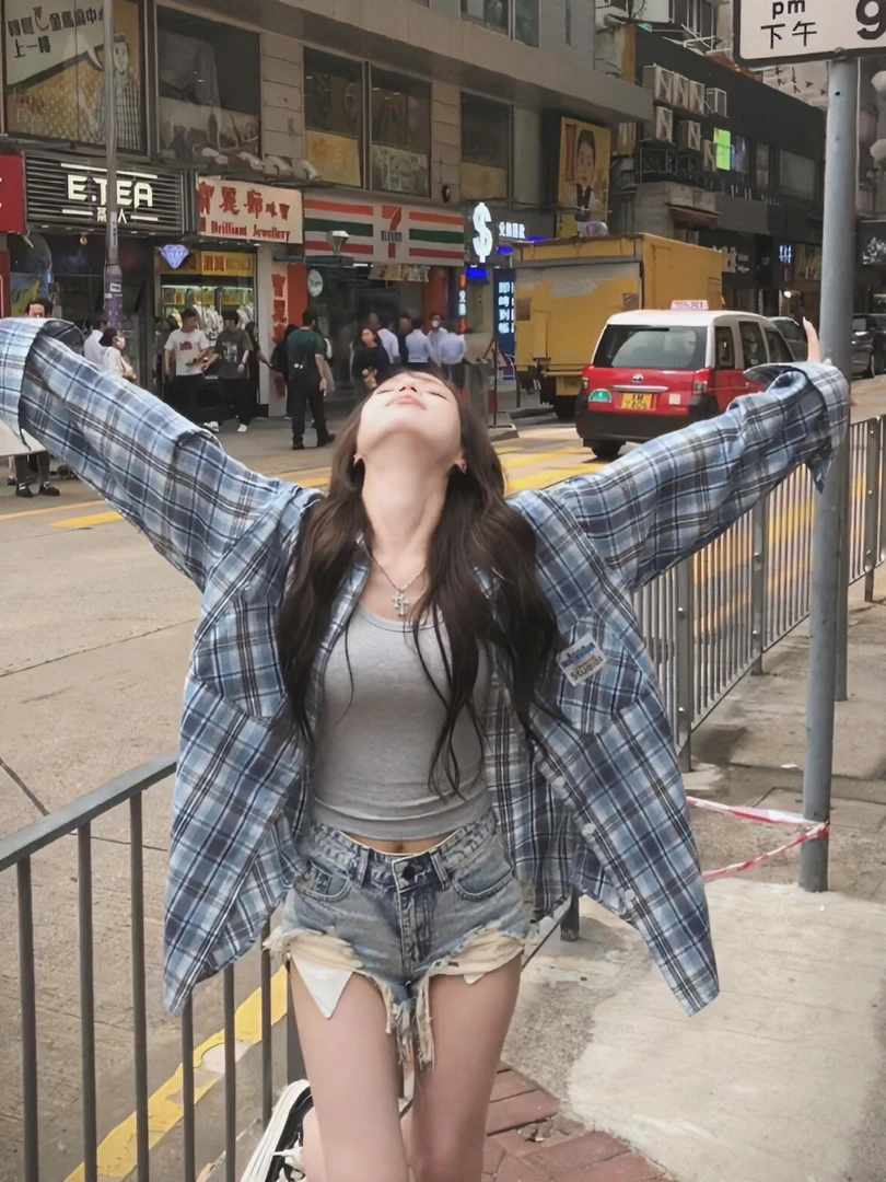 韩版春秋夏季蓝色格子长袖衬衫女百搭薄款宽松防晒衣ins外套