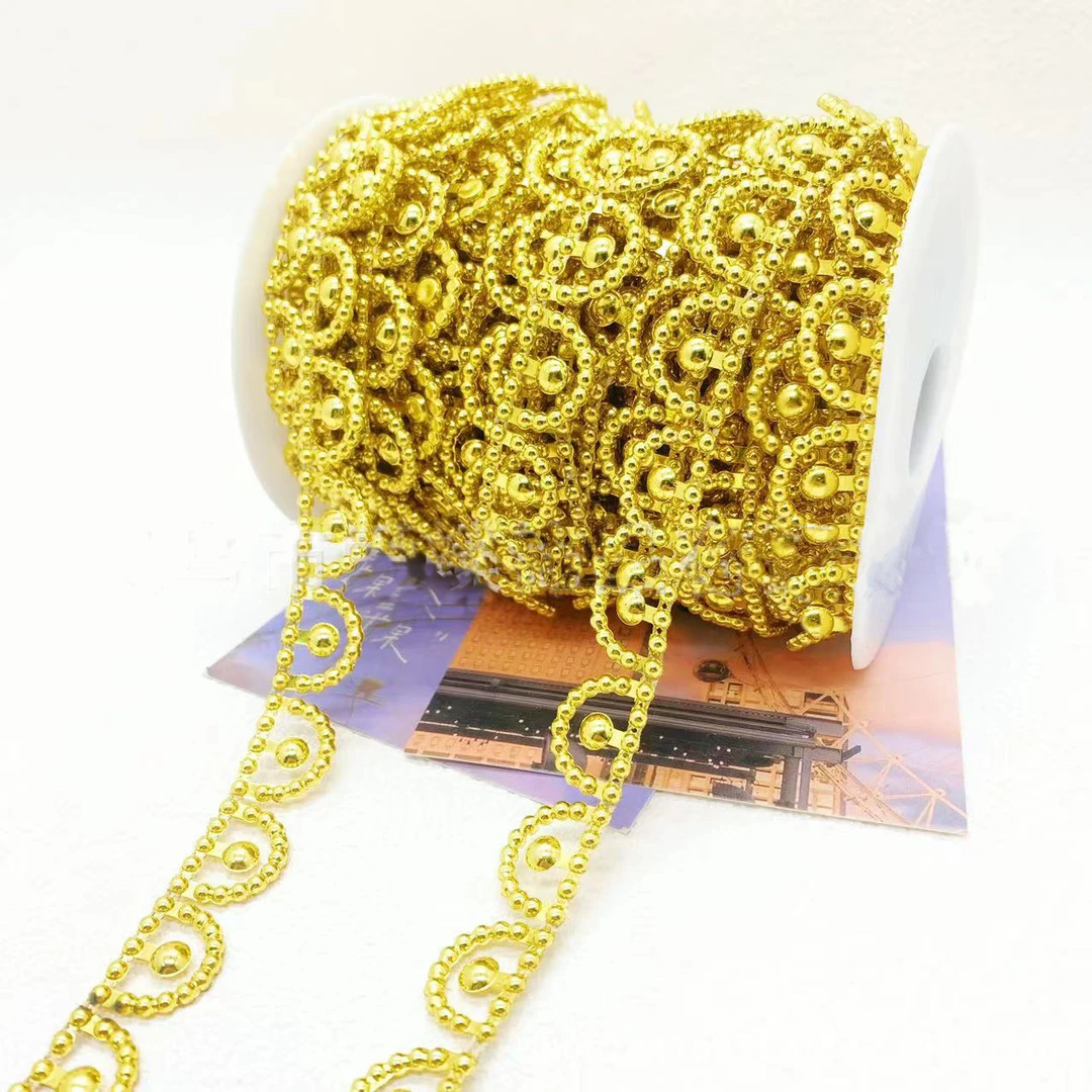 【幸福】电镀小皇冠花边手工DIY链条辅料鞋帽配件装饰连线珠