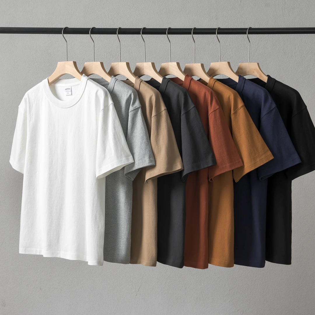 【320g做旧纯棉 】粗犷三本针纯棉原棉阿美咔叽宽松大码短袖T恤男