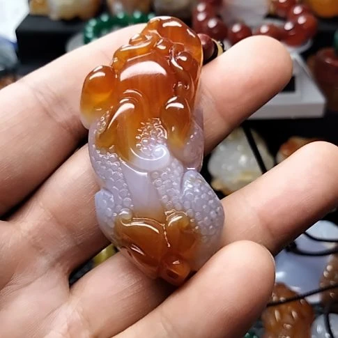 玛瑙/玉髓手把件未镶嵌不***我