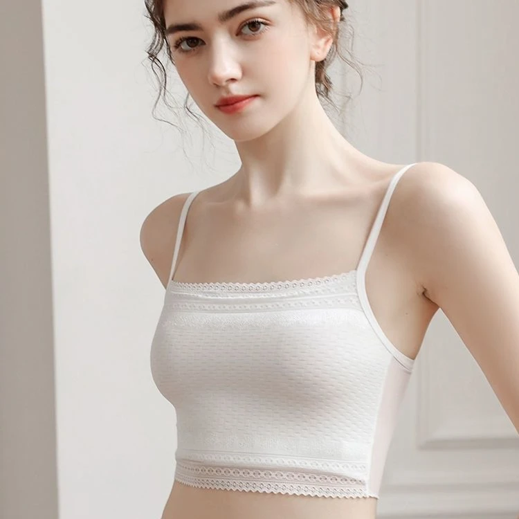 蕾丝吊带小背心防走光遮胸白色抹胸打底内搭裹胸美背内衣少女薄款