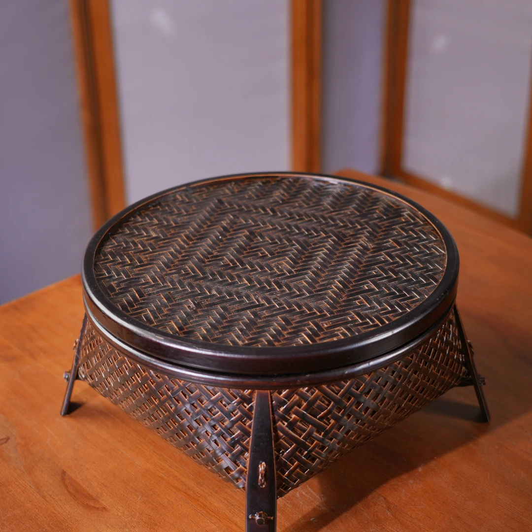 新款竹编大号竹篓收纳筐水果盘茶点篮子茶具收纳筐家用复古手工