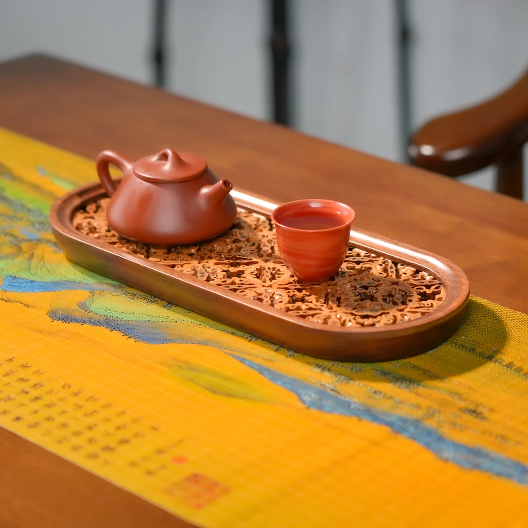 核桃茶椭圆托盘干泡盘茶台简约泡台中式