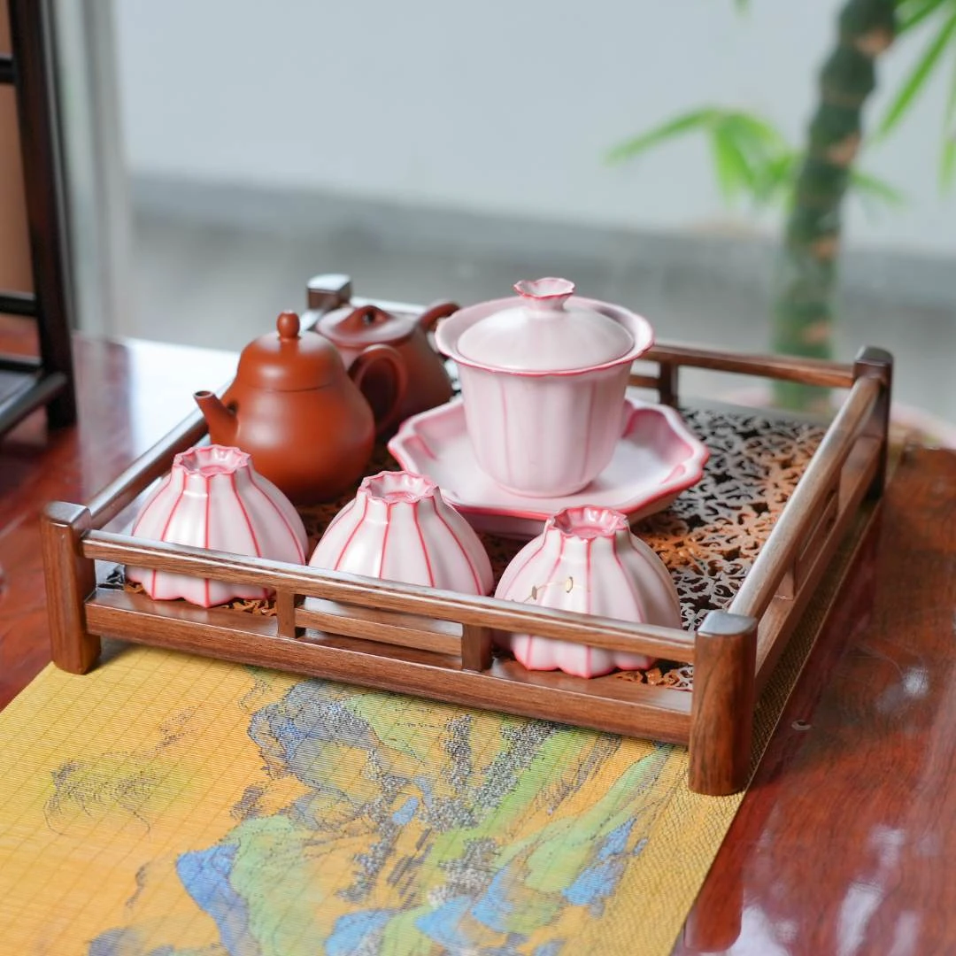 正方形核桃收纳盘茶盘茶具收纳筐家用精致