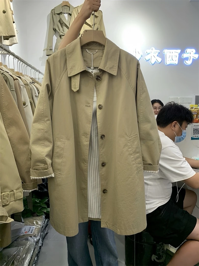 秋季女款2024春秋新款韩版单排扣中长款秋季修身外套女polo领上衣
