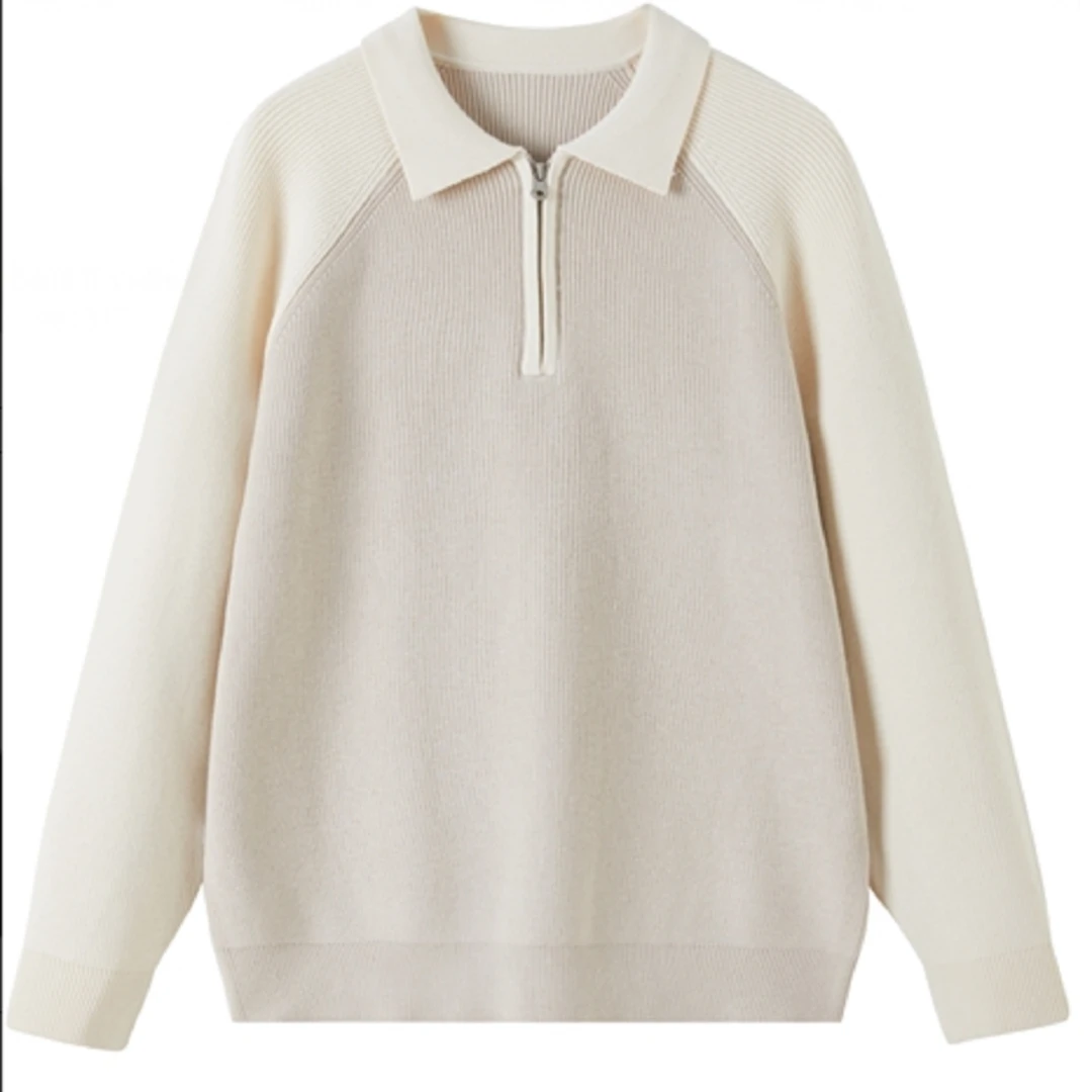 半拉链毛衣男秋季polo领内搭打底慵懒风上衣男士针织衫XJ23283