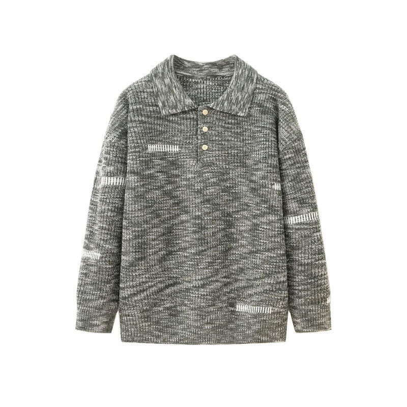 Polo翻领毛衣男款秋冬季潮牌加厚毛线衣外套休闲百搭针织衫XJ778