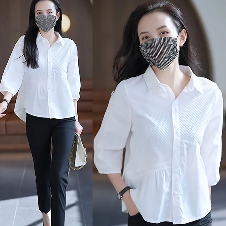 七分袖高级感衬衫女设计感小众2023新款春季小个子拼接春夏上衣服