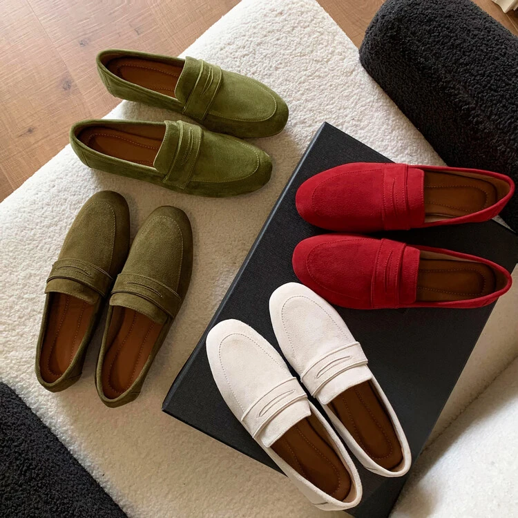 小众气质夏季真皮女士一脚蹬休闲简约透气驾车软鞋百搭懒人乐福鞋