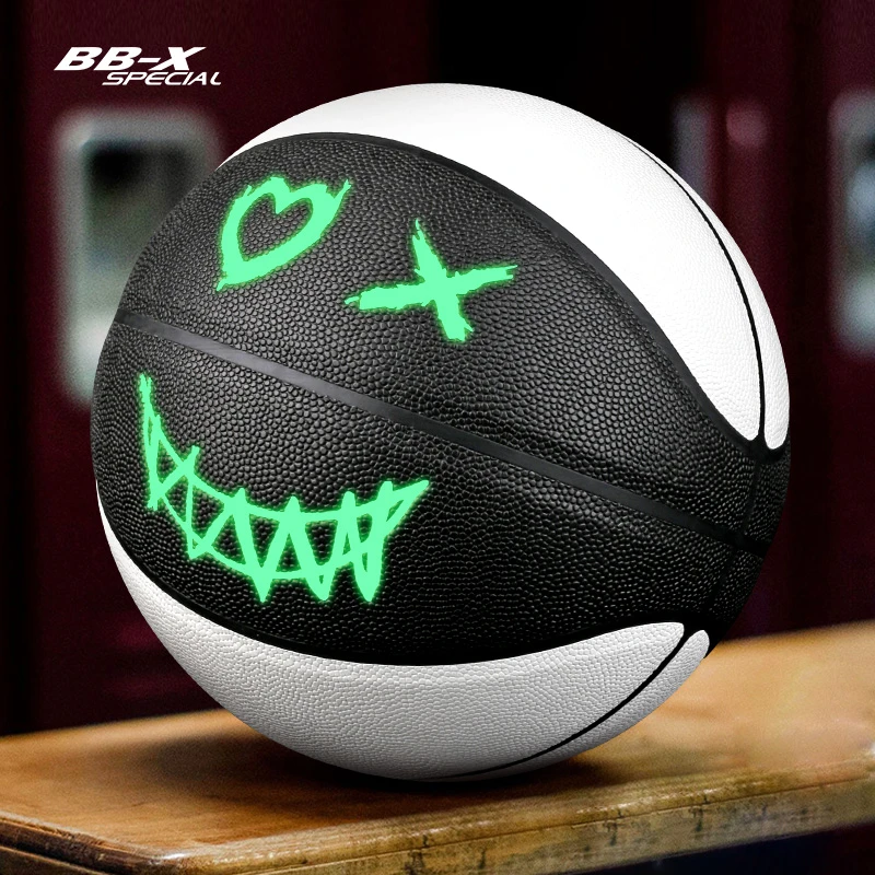 战舰夜光个性室内外耐磨真皮手感7号成人5号儿童比赛篮球中小学生