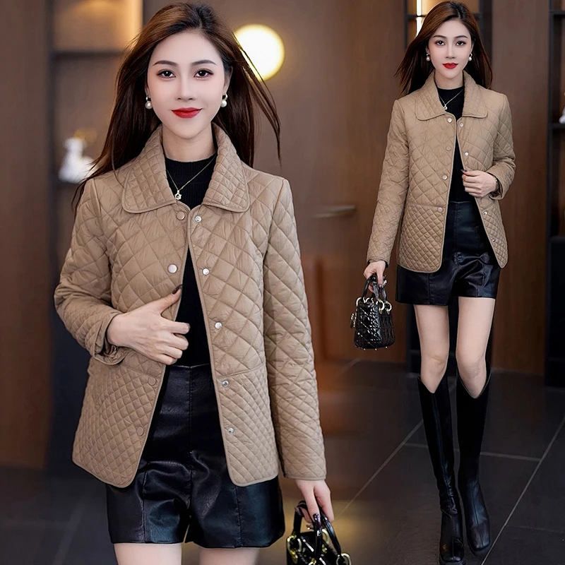 2025新款韩版时尚简约休闲百搭轻薄棉衣棉服女秋冬季短款保暖外套