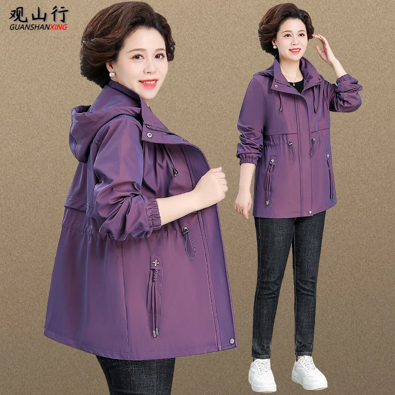 贵夫人春秋休闲外套洋气中老年妈妈装中长款风衣中年女装宽松上衣