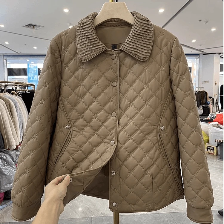 小个子妈妈秋装夹棉外套洋气2025新款中老年女秋冬阔太太轻薄棉衣