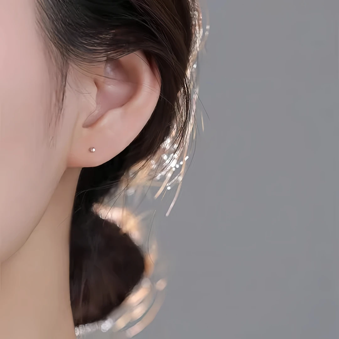 足银耳饰 纯银学生豆豆耳钉女养耳洞足银耳环耳饰百搭迷你精致礼