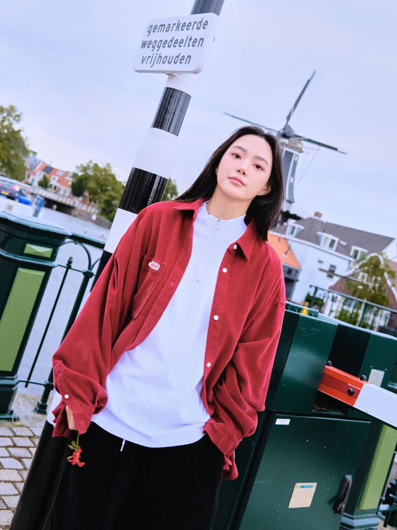 韩国正品 spell冬季小标灯芯绒衬衫/n0退