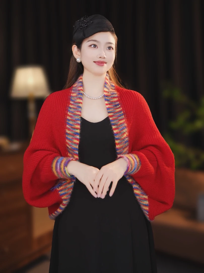 【炫彩开衫】多个颜色百搭时尚优雅针织开衫披肩