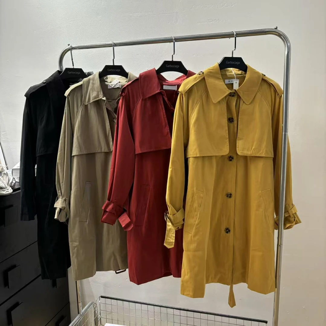 春秋韩版单排扣收腰显瘦中长款风衣4466（款号ZB22SS-030）