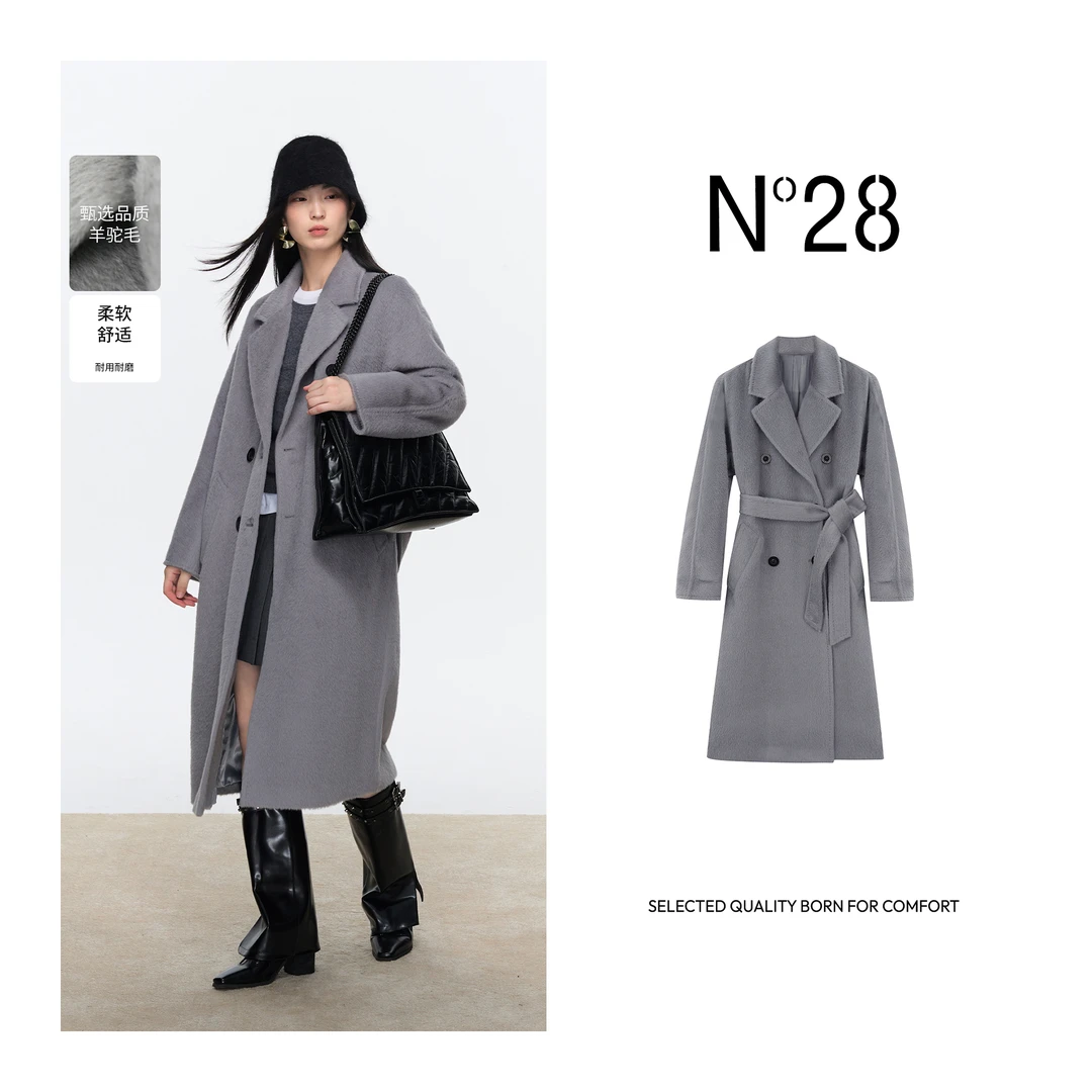 N°28【奢华贵妇801】毛呢外套羊驼毛大衣双排扣双面呢大衣8352D823