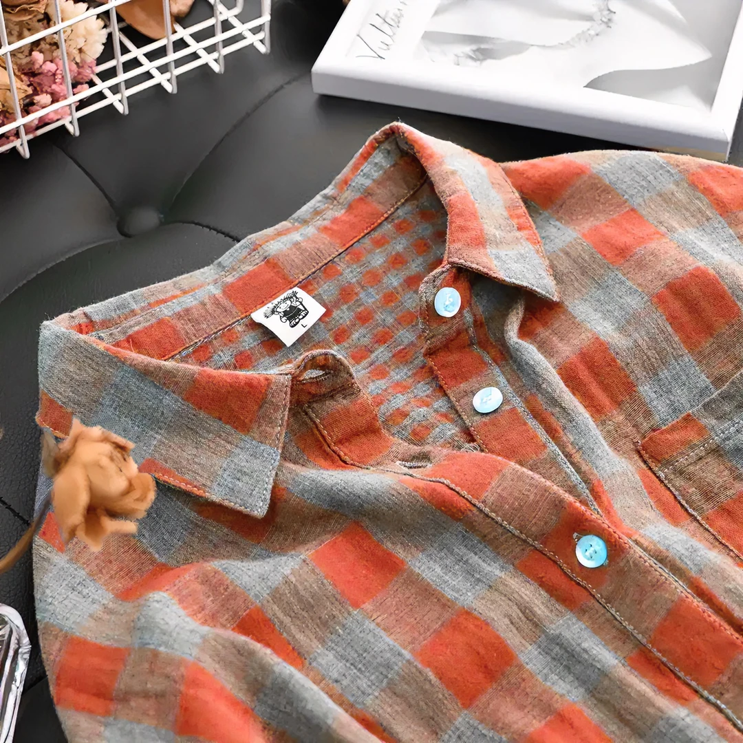 100%纯棉双层面料春秋长袖衬衫女韩国格子宽松上衣显瘦减龄衬衣