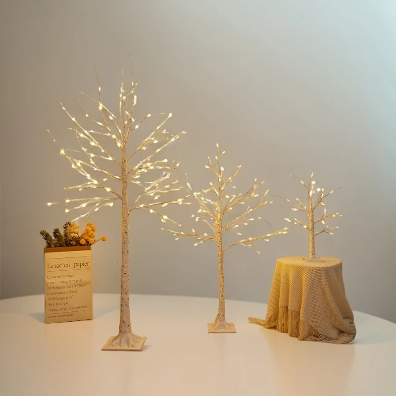 仿真白桦树灯led房间卧室摆件发光树客厅室内家用灯简约北欧