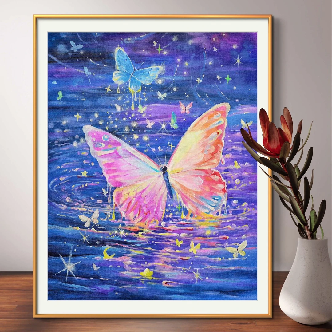 2024年新款梦幻水中蝴蝶十字绣套件65×80大格四绣.59色