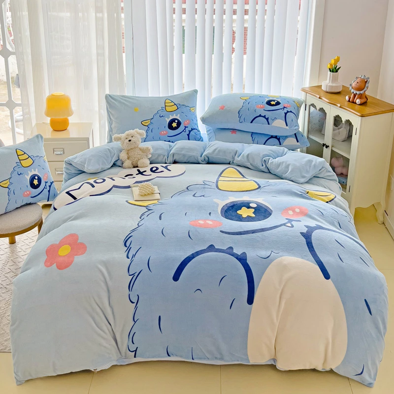 设计师款大版牛奶绒A类加厚保暖牛奶绒冬季法莱绒双面加绒被套床