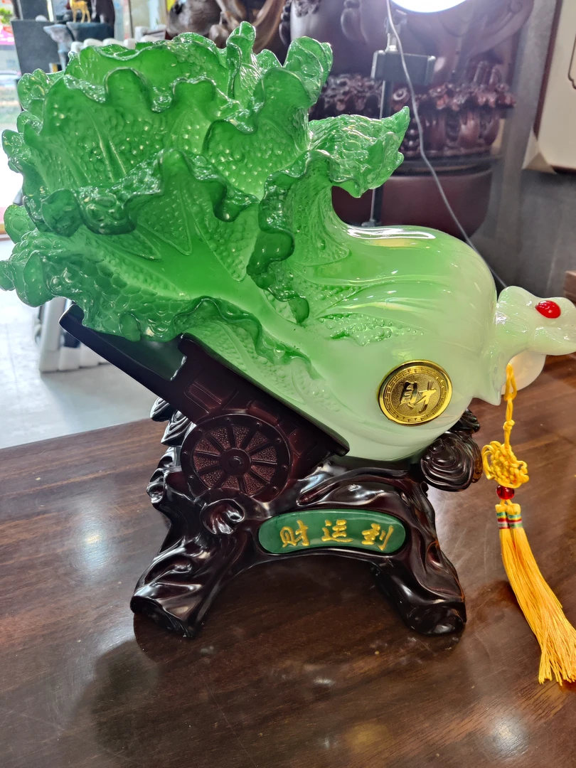 百财如意玉白菜摆件大家居店铺客厅招财风水白财如意装饰开业礼品