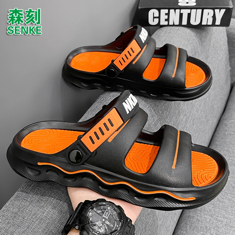 森刻2024夏季新款时尚男士两穿沙滩鞋休闲百搭室内外穿软底凉拖鞋