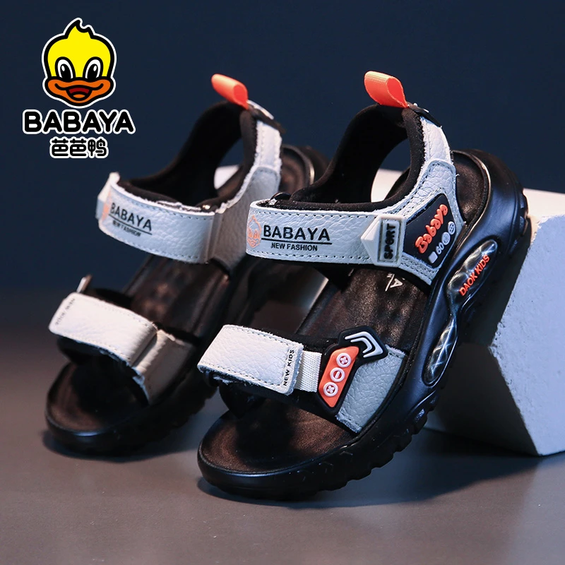 芭芭鸭2025夏季新款儿童凉鞋薄荷曼波休闲鞋中大童真皮时尚沙滩鞋