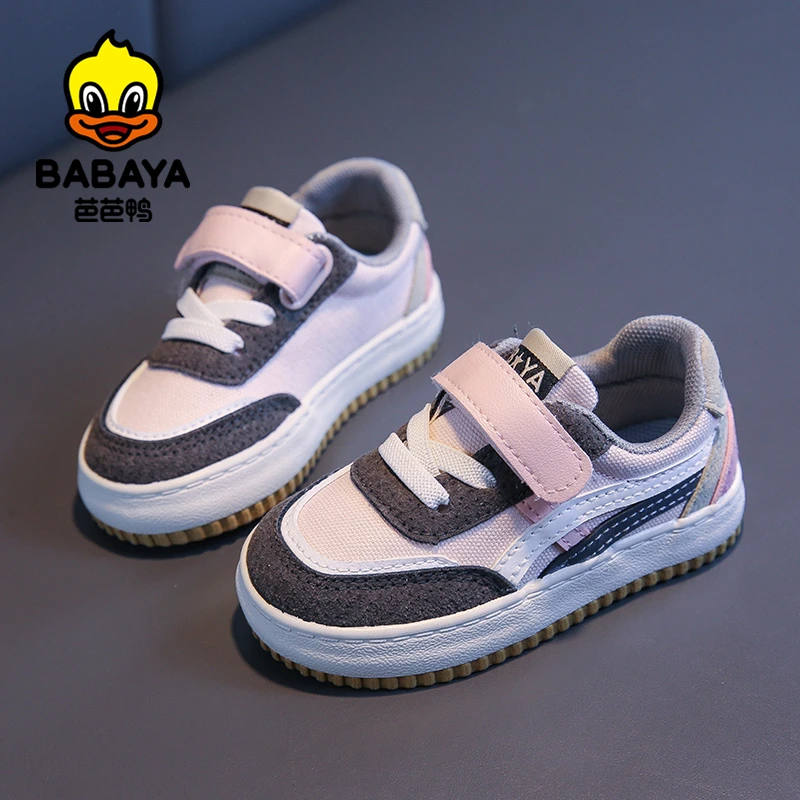 芭芭鸭宝宝学步鞋女童帆布鞋2025春秋新款1-3岁休闲儿童软底板鞋