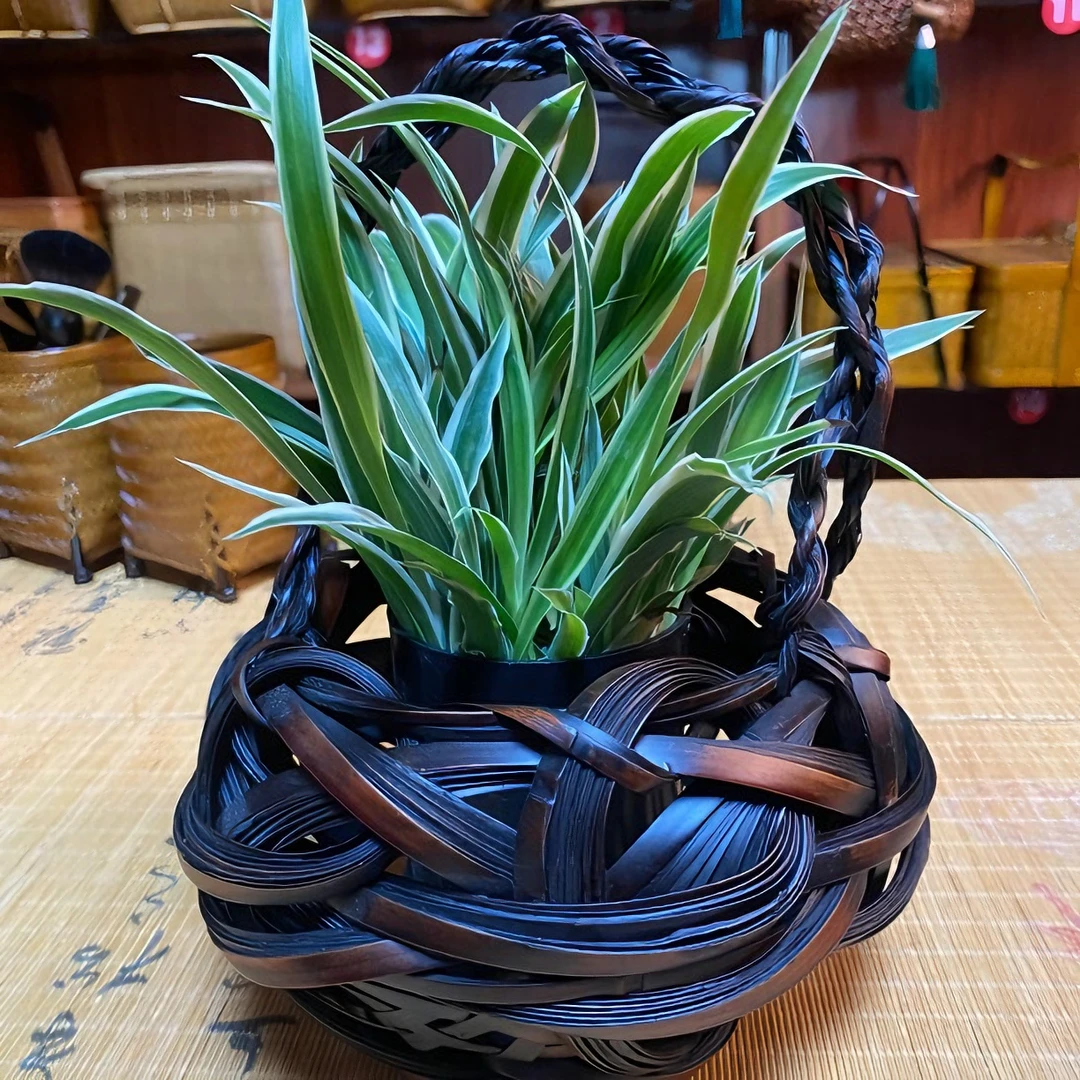 仿古竹编乱编花器,手工编织