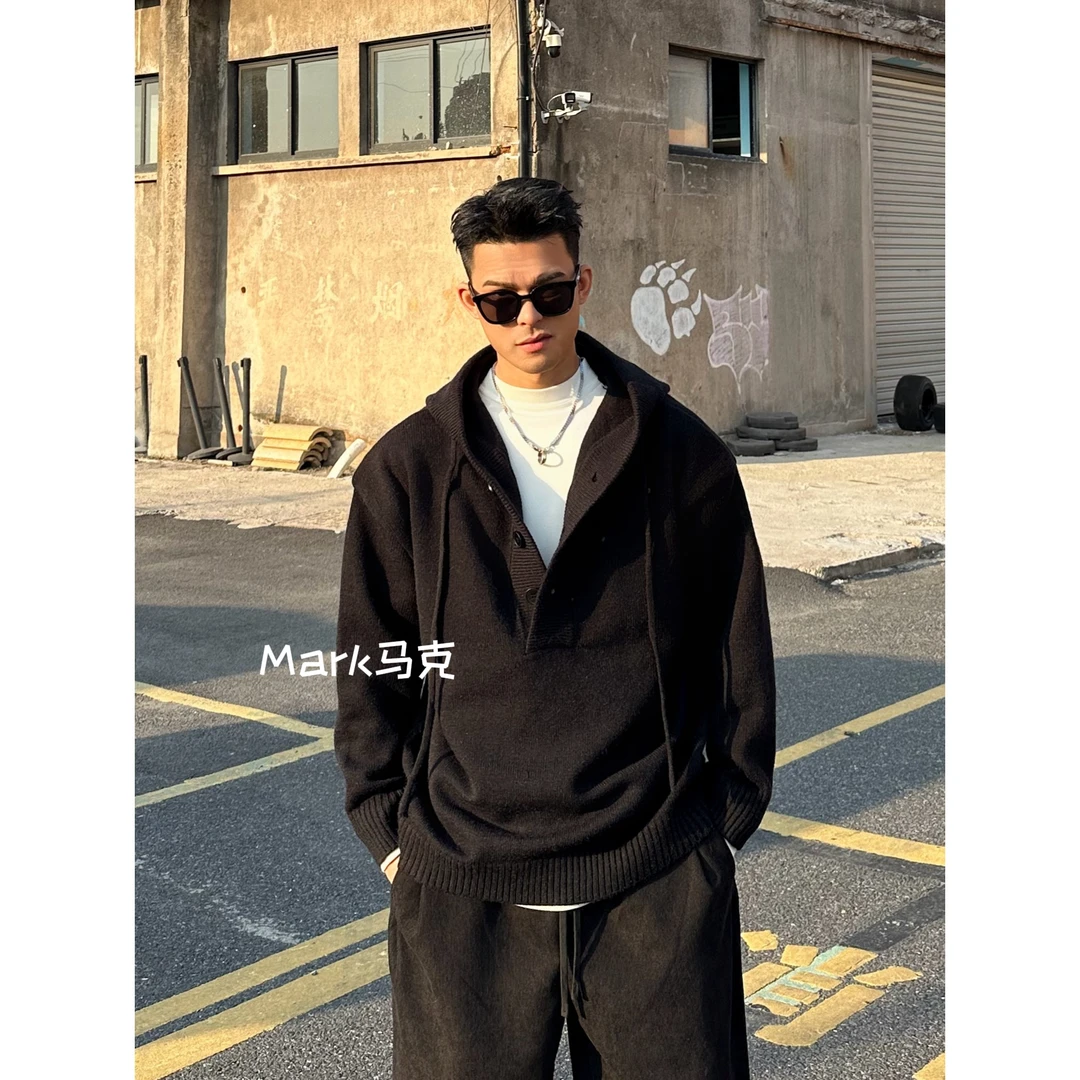 【Mark马克】204冬季针织套头连帽百搭情侣时尚男士百搭针织衫2108