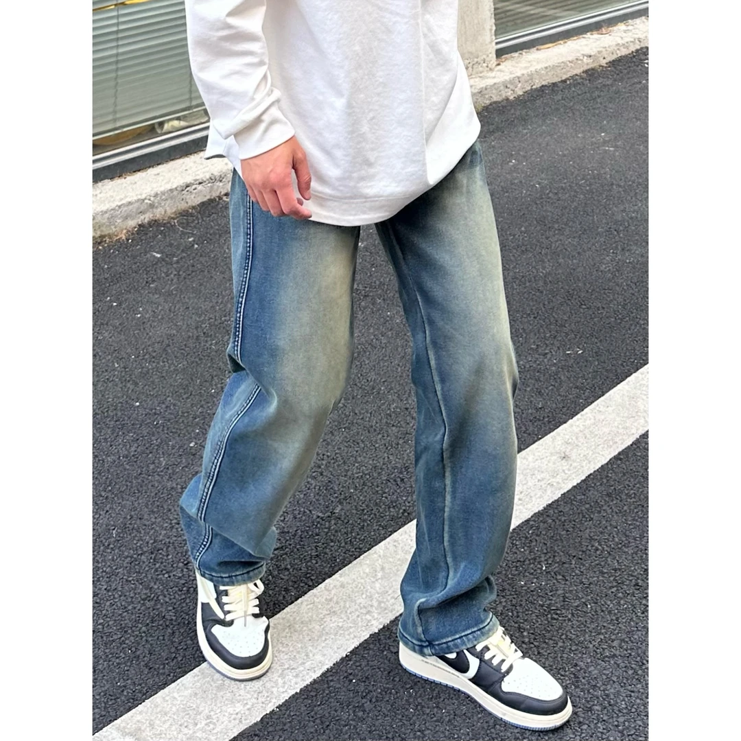 【Mark马克】秋冬加绒加厚显瘦显腿长美式简约洗水做旧牛仔裤958