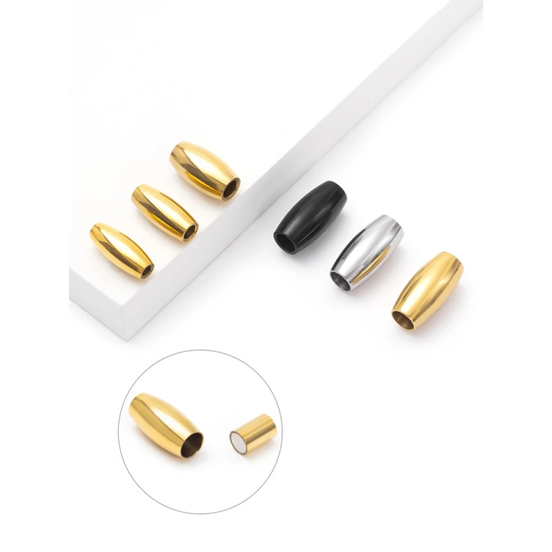 不锈钢磁铁橄榄扣磁吸扣龙鳞绳手链扣编织绳尾扣DIY手工配件接头