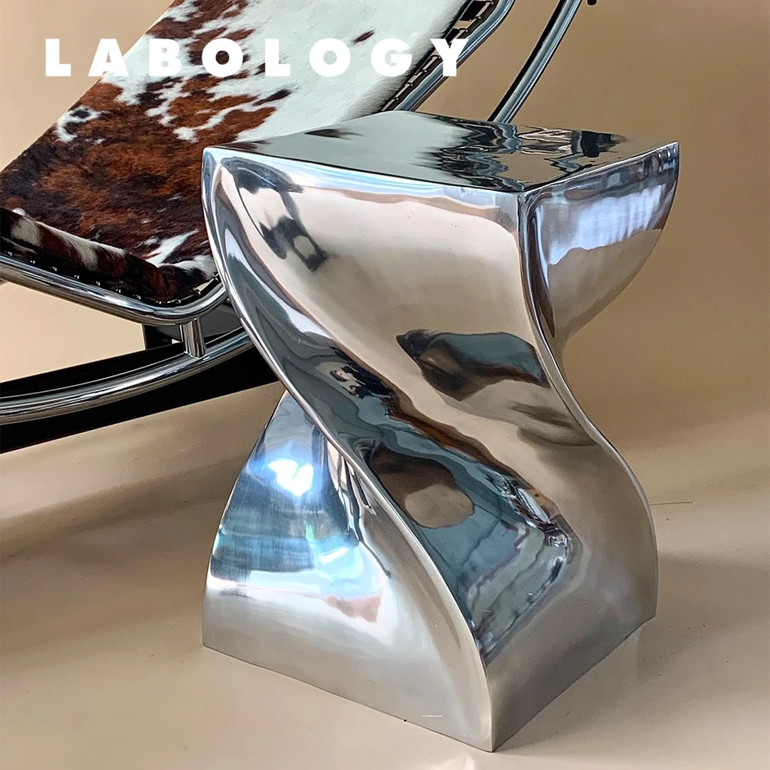 LABOLOGY｜扭扭凳 欧洲进口银色金属小众家居边几凳子床头柜轻奢