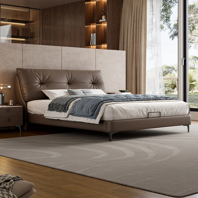 【爱德华】意式极简真皮床主卧悬浮床1.8米简约双人床新款【达人】