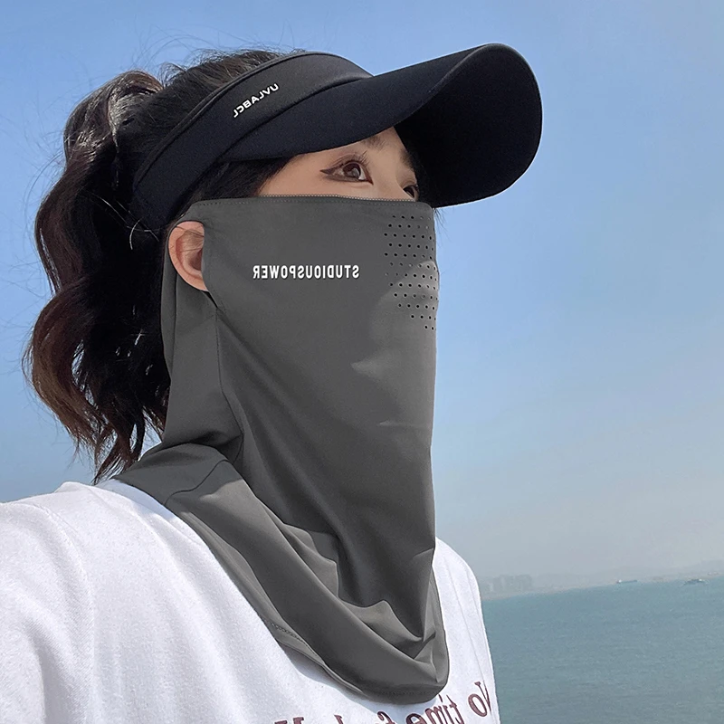 【高倍数】骑行防晒面罩男女全脸防紫外线冰丝口罩遮脖子开车面纱