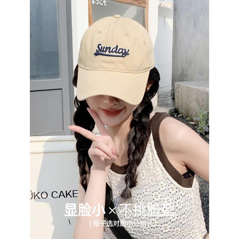 学院风新款女防晒遮阳棒球帽鸭舌帽显脸小男女通用百搭显瘦帽子