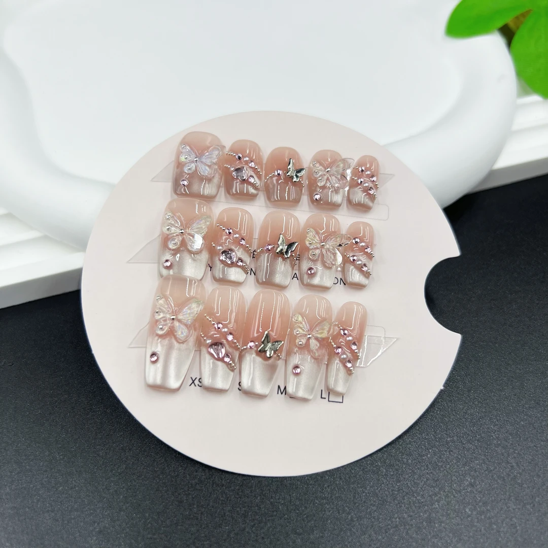 【蝶之翼】时尚清新纯欲高级感成品美甲穿戴式手工穿戴甲