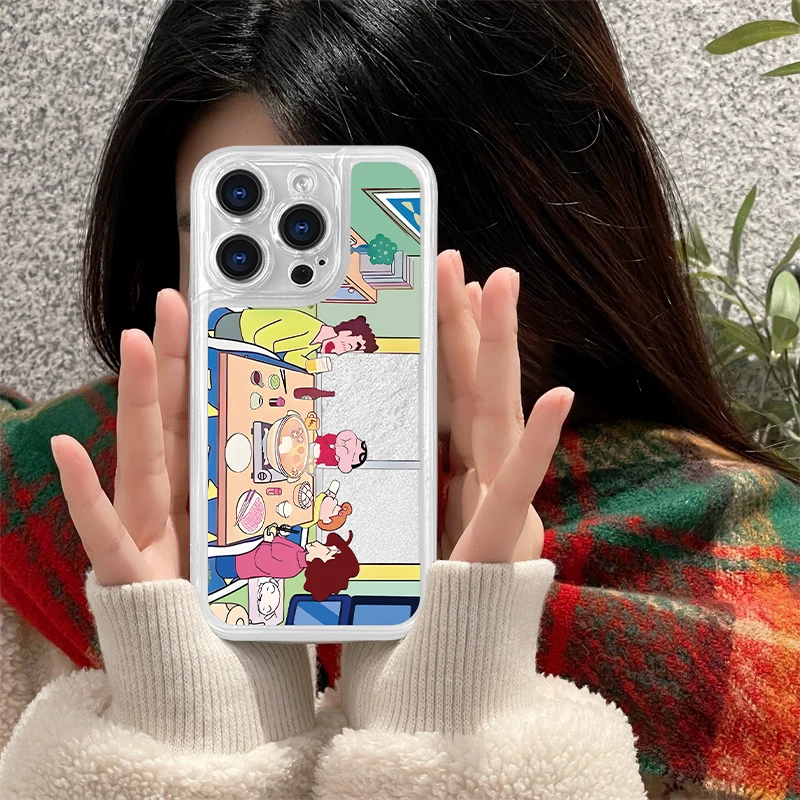 可爱流沙小新一家吃火锅适用华为/荣耀畅享oppo/vivo苹果手机壳
