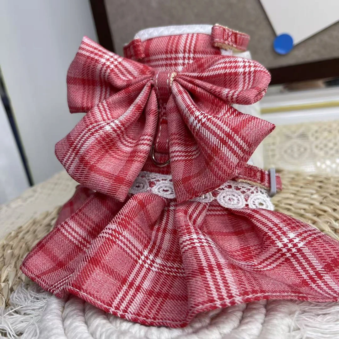 猫咪胸背带牵引绳公主裙宠物遛猫衣两用外出溜猫绳