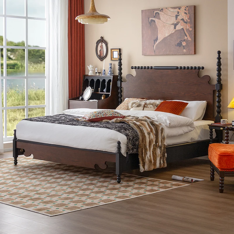 法式中古风床轻奢新中式简约北欧大床主卧室成套家家具双人床