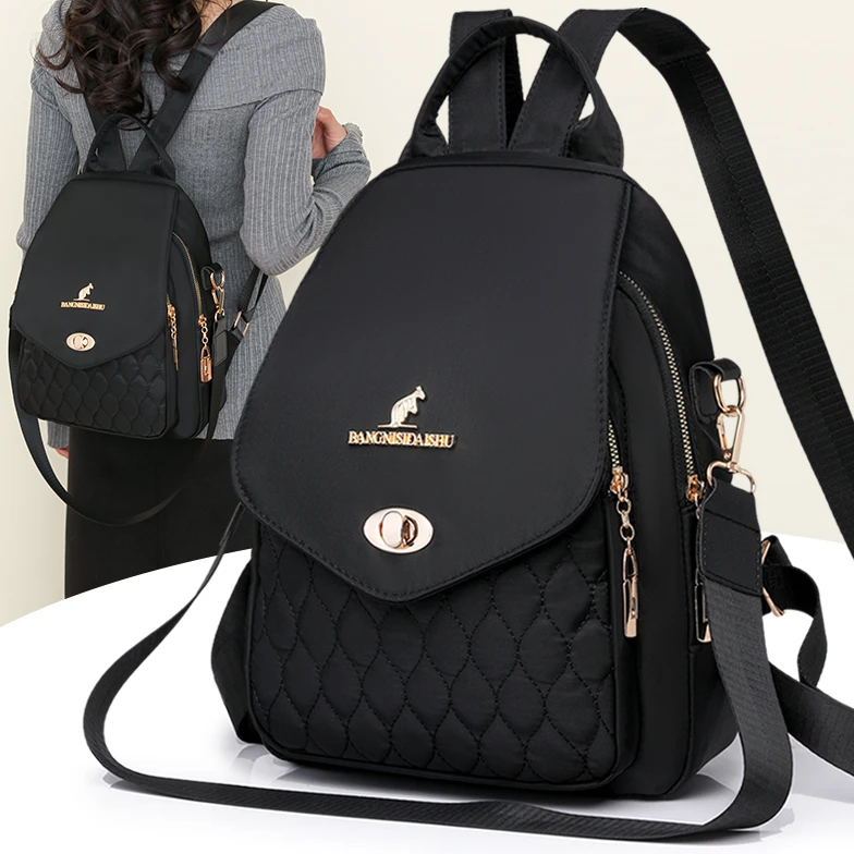 新款高档网红牛津布双肩包女旅行外出中年妈咪双肩背绣线多用背包