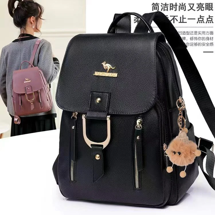 新款正品高档软皮双肩包女多层拉链耐磨时尚妈咪背包大容量旅游包