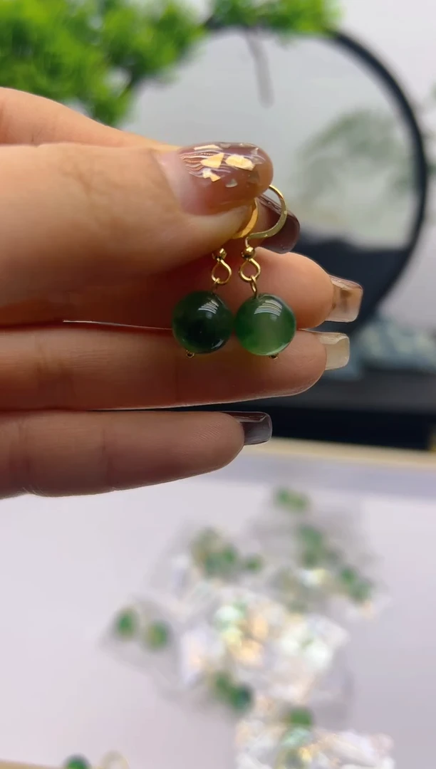 【闪购商品】翡翠耳饰14K金镶嵌E76