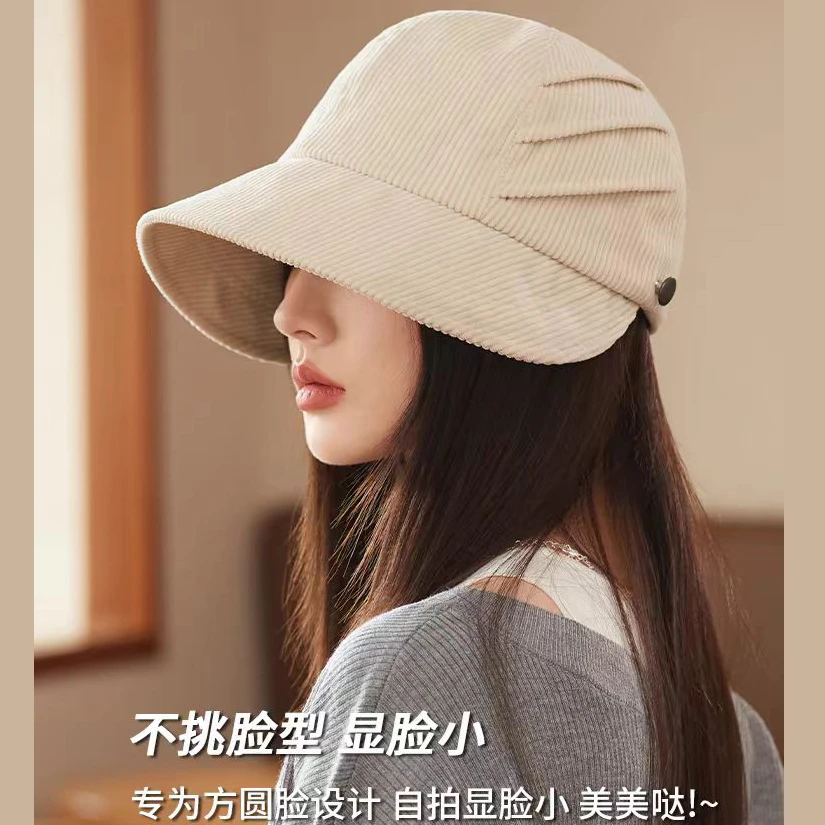 赵露思同款渔夫帽子女2025新款秋冬天季鸭舌帽加大头围遮阳防晒帽