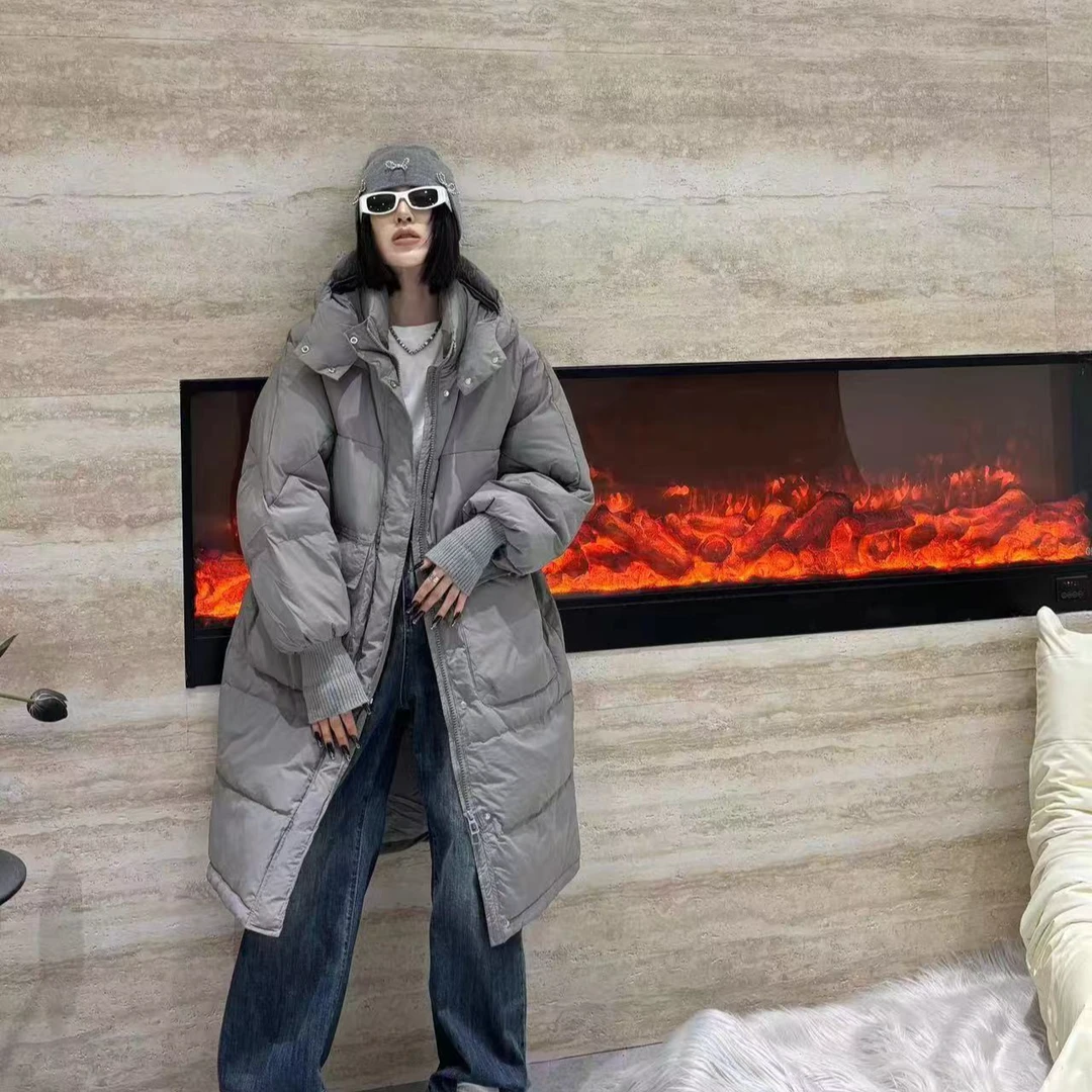 韩版连帽冬季新款大码胖MM加肥加大款90白鸭绒中长款羽绒服