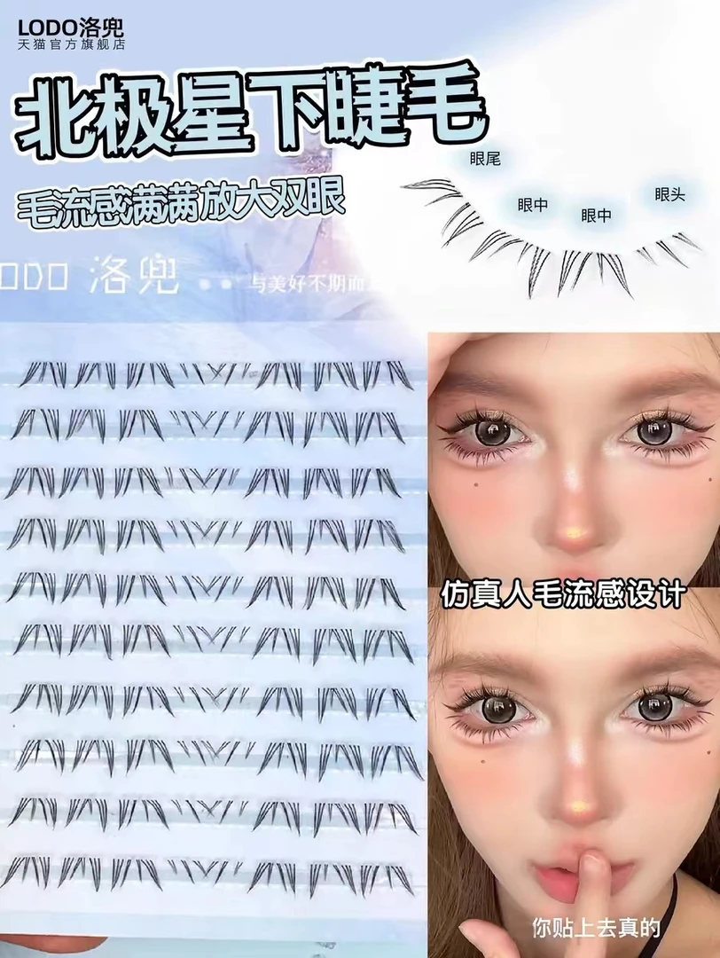 北极星下睫毛！漫画毛流感轻欧美浓密分段透明梗仿真自然款高品质